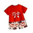 thumbnail image 1 of GEZHEN Girls Boys Summer Cartoon Printing Short Sleeve Shorts Two PC Set Relaxed Fit Casual Outfits, 1 of 4