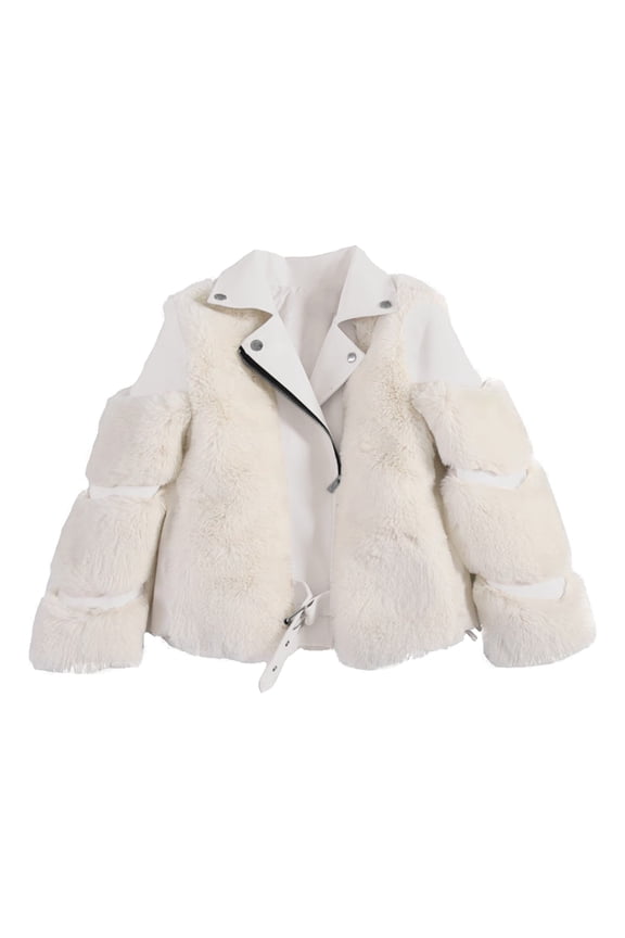 Girls Faux Fox Fur Coat Toddler Girls Jacket Long Sleeve Fall Winter Kids Fleece Zipper up Solid Jackets Warm Woolen Leather Jacket Coats