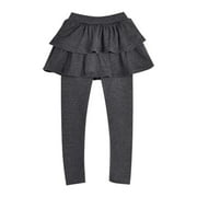 GEZHEN Kids Girl Casual Warm Cute Cake Culottes Leggings Ruffle Tutu Skirt Pants Little Footless Leggings Ruffle Tutu Skirt Pants Cotton Stretchy Party Dress Fashion