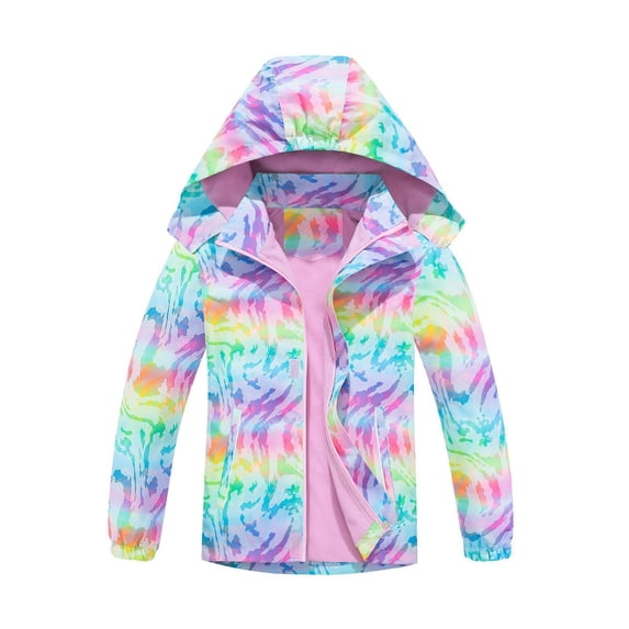 GEZHEN Kids Outdoor Rain Jackets Coat Child Girl Raincoats Winter Windbreaker with Hood Long Sleeve Lightweight Jacket (Red,5-6 Years)