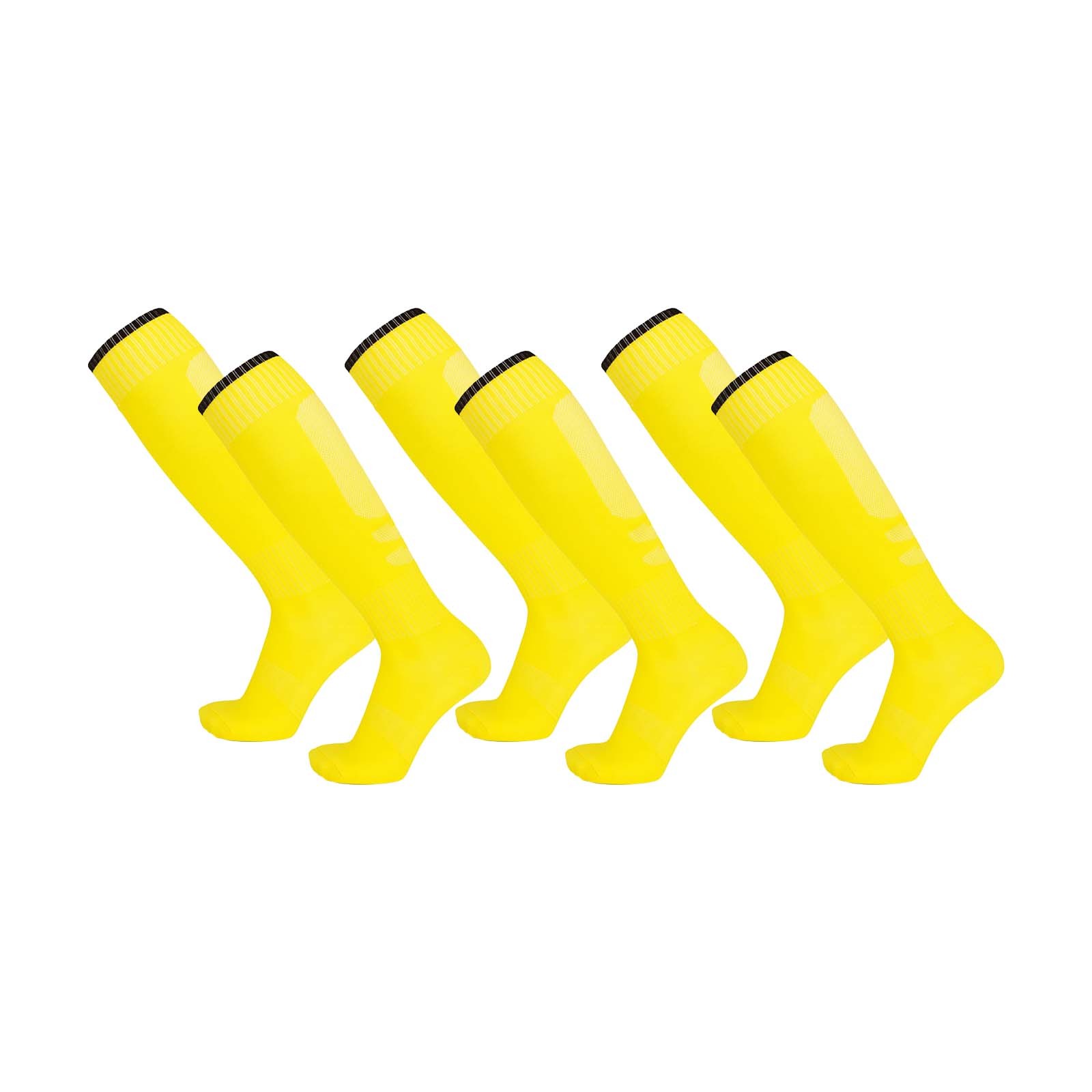 GEZHEN Kids Toddler Soccer Socks 3 Pairs Knee High Striped Tube Soccer Socks for 5 12 Years Old Unisex Breathable Sports Running Or Training Stretch Crew Socks Cushioned Ankle (One Size,Yellow)