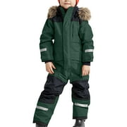 GEZHEN Snowsuit Children's Boys Ski Suit Thermal Ski Overall Winter Warm Snow Overall Windproof Winter Suit With Removable Hood Mud Suit Outdoor Softshell Suit Toddler to Big Kid Black 10-11 Years