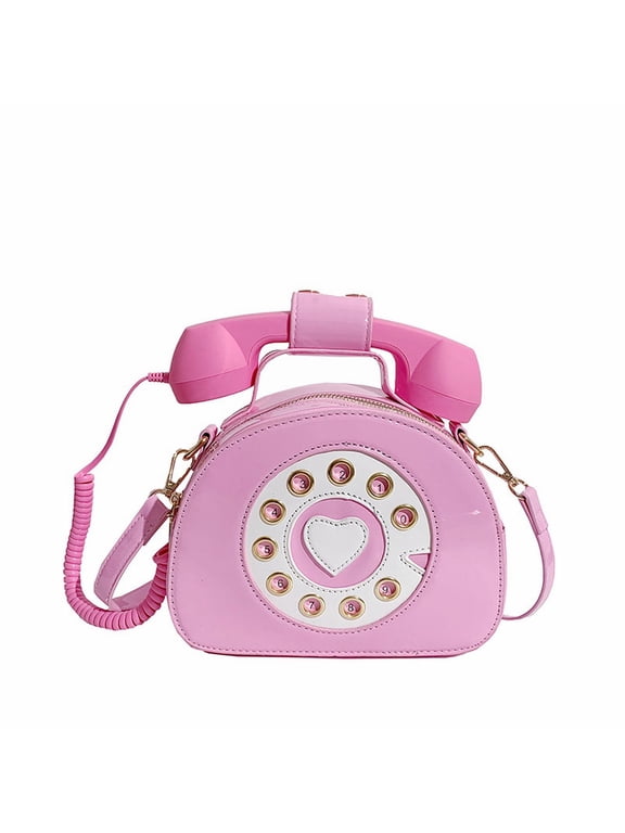 GEZHEN Telephone Shaped Purse Shoulder Crossbody Tote Bags Women Retro Phone Top Handle Handbags for Girls Accessories for Outdoors Hiking Traveling Gift for Women Men Girls
