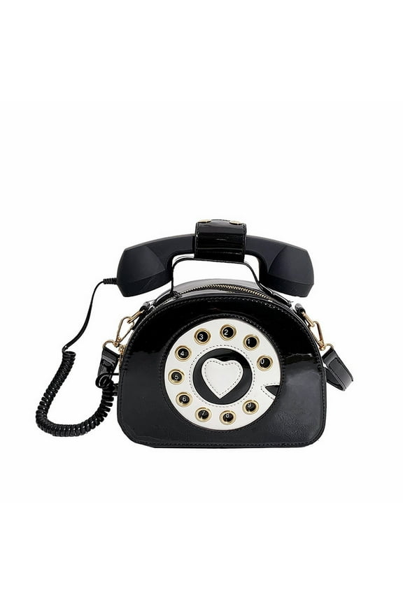 GEZHEN Telephone Shaped Purse Shoulder Crossbody Tote Bags Women Retro Phone Top Handle Handbags for Girls Accessories for Outdoors Hiking Traveling Gift for Women Men Girls