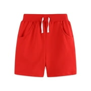 GEZHEN Toddler Boys Summer Drawstring Shorts Trousers Fashion Solid Color Shorts Casual Outwear Classic Fit Pull-on Shorts Size 2Y-7Y with Pockets for Children Clothing