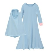 GEZHEN Toddler Dress Set Baby Girls' Ramadan Abaya With Hijab Full Length Robe Burka Maxi Little Kid Toddler Baby Girl Dresses Hats