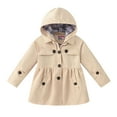 thumbnail image 1 of GEZHEN Toddler Kids Girls Boys Casual Button Soild Jacket Coat Hooded Thicken Outerwear Windbreaker Long Sleeve Lightweight Jacket （Beige,5-6 Years), 1 of 5