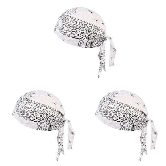 GEZHEN Women Men Cotton Rag Cap Sweat Wicking Head Wraps Breathable Helmet Liner Beanie Dew Rags Pirate Hat Quick Drying Hat Biker Bandana Multicolor