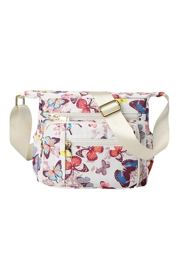 Women Shoulder Handbag Roomy Multiple Pockets Bag for Ladies Crossbody Purse Fashion Tote Top Handle Satchel Nylon Printed One Mom Oxford Cloth Water-Repellent Canvas