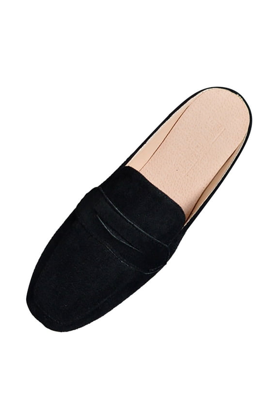 Women's Flat Half Slippers Casual Wearable Mules Spring And Summer New Solid Color Suede Shoes Non Slip Low Top Platform Shoes