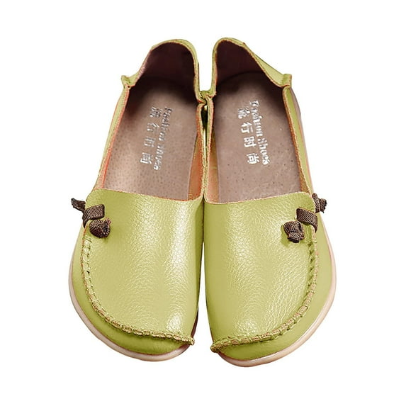 GEZHEN Women's Genuine Cowhide Mother's Shoes Bean Elastic Girls' Low Top Casual Shoes Non Slip Low Top Platform Shoes