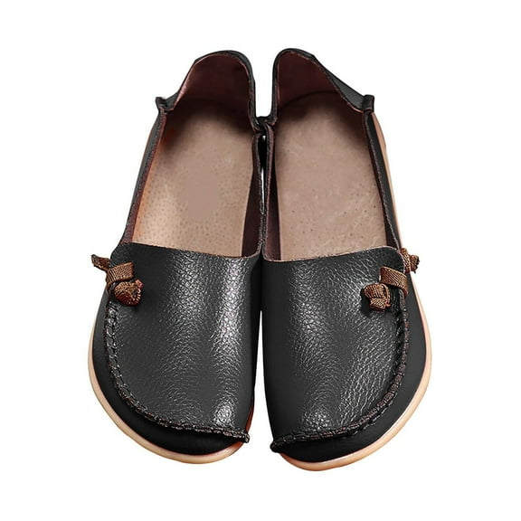 GEZHEN Women's Genuine Cowhide Mother's Shoes Bean Elastic Girls' Low Top Casual Shoes Non Slip Low Top Platform Shoes