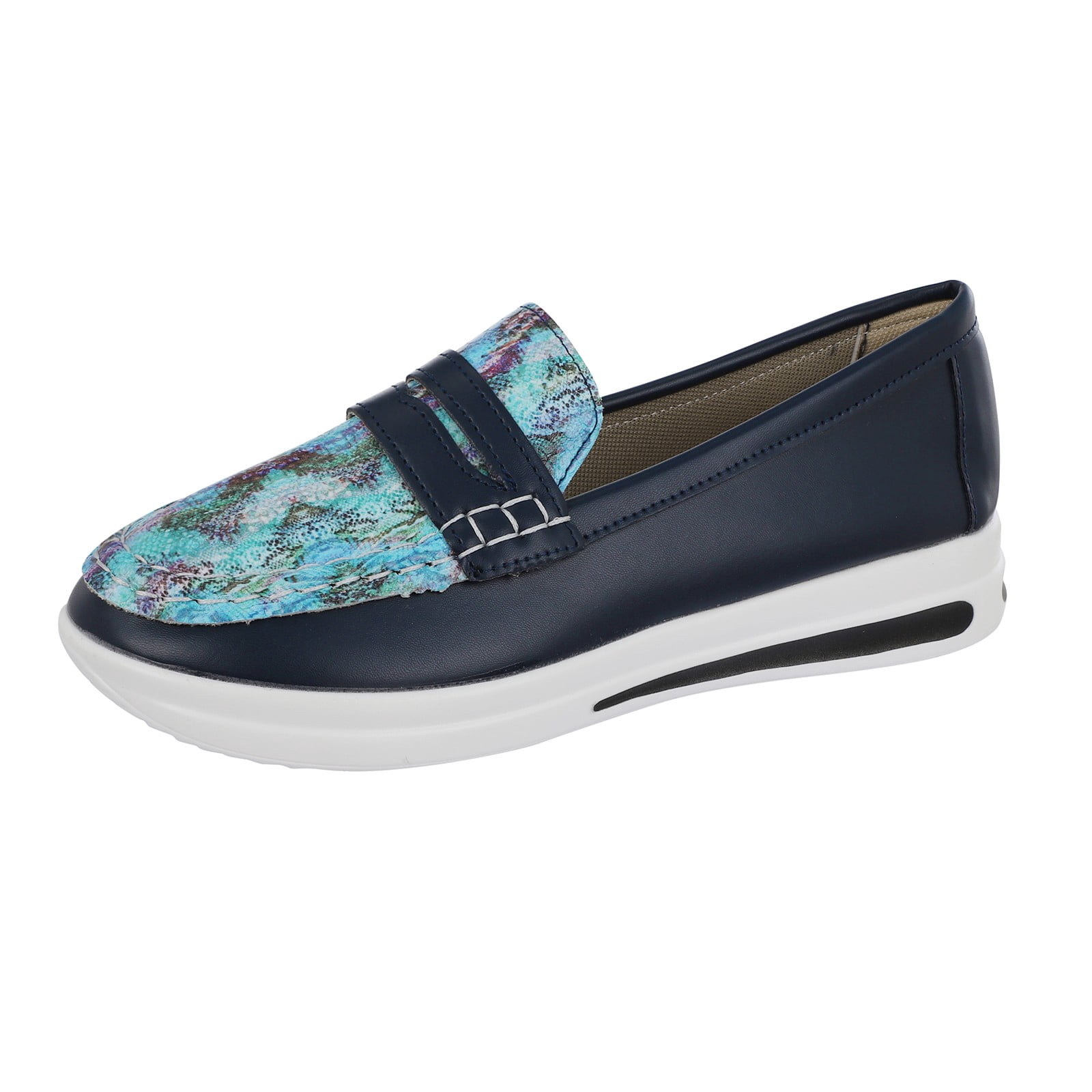 Women's Genuine Leather Lace-Up Platform Shoes | Retro Casual Sneakers, Color Block, 1.6" Heel