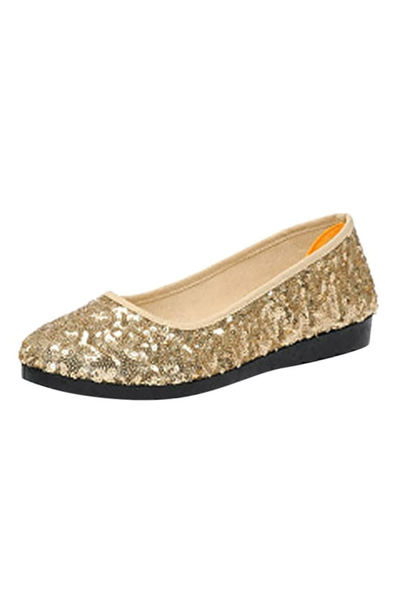 Women's Sequined Solid Color Casual Shoes Ladies Girls Fashion Bling Flat Ankle Single Shoes Non Slip Low Top Platform Shoes
