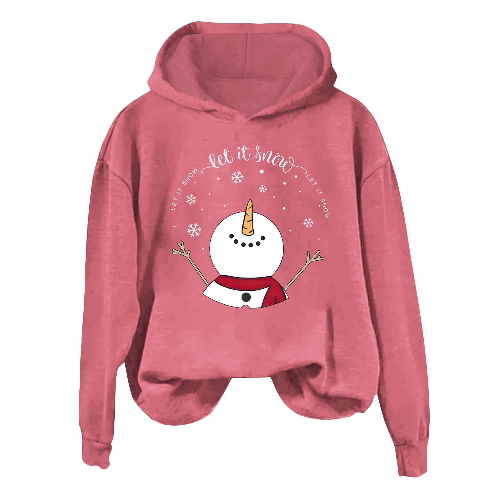 GEZHEN Women's Snowman and Letter Print Casual Loose Round Neck Long