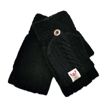 GEZHEN Woolen Knit Flap Open Finger Gloves for Middle and Large Children Flip Gloves Winter Top Knitted Warm Children Kids Mittens Fingerless Convertible Baby Care