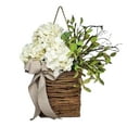 thumbnail image 1 of GEjnmdty Wildflowers Hanging Basket Wreath, 15.7Inch Artificial White Hydrangea Spring Summer Wreath for Front Door, Wall Hanging Flower Bucket Rustic Wreath Party Wedding (A), 1 of 9