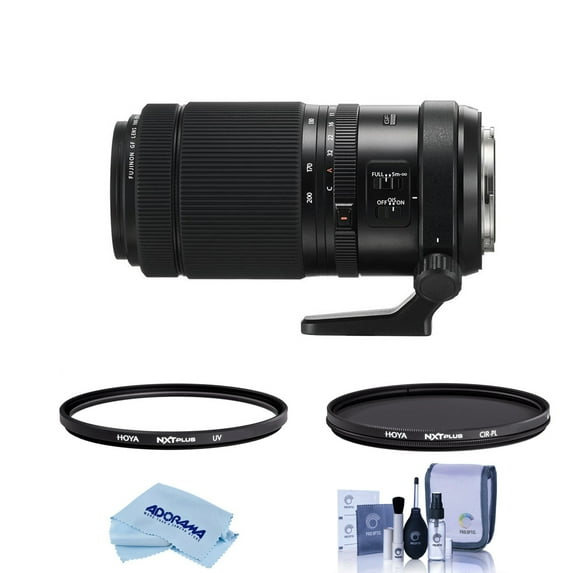 Fujifilm GF 100-200mm f/5.6 R LM OIS WR Lens, Bundle with Hoya 67mm UV+CPL Filter Kit, Cleaning Kit, Cleaning Cloth