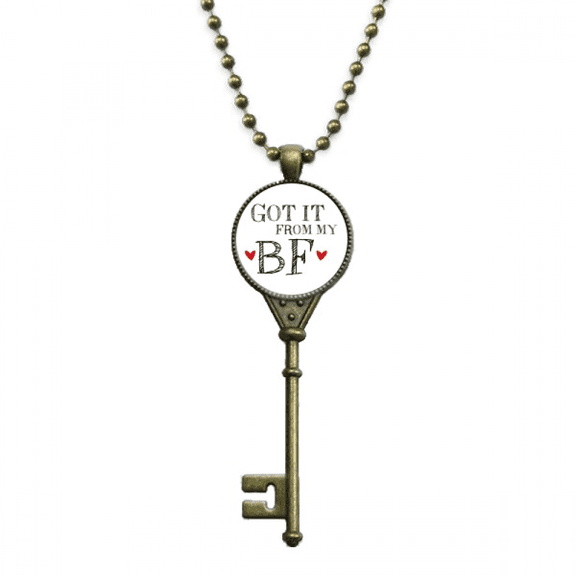 GF Got It From My BF Valentine's Day Key Necklace Pendant Tray Embellished Chain