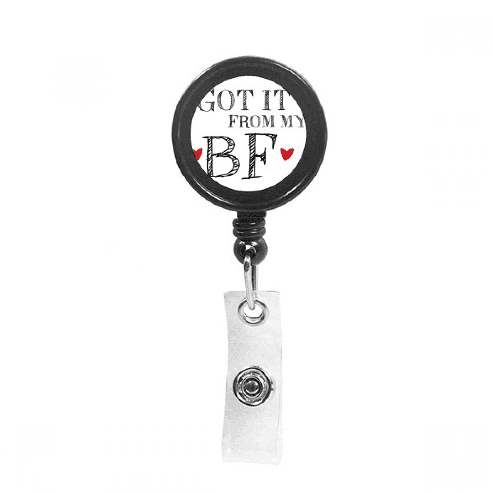 GF Got It From My BF Valentine's Day Retractable Keychain Badge Holder ID Badge