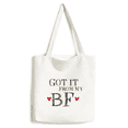 thumbnail image 1 of GF Got It From My BF Valentine's Day Tote Canvas Bag Shopping Satchel Casual Handbag, 1 of 3