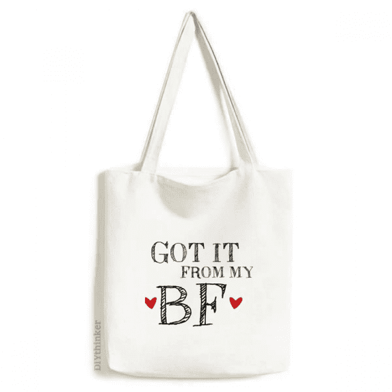 GF Got It From My BF Valentine's Day Tote Canvas Bag Shopping Satchel Casual Handbag