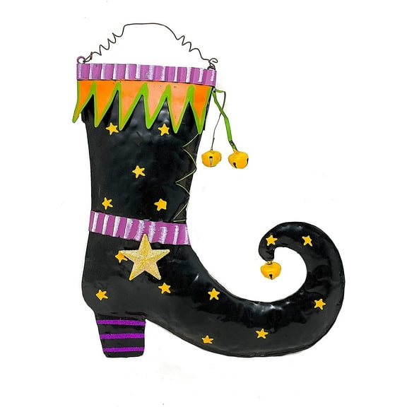 GF Halloween Decor Witch's Boot Metal Wall Door Hanging Inside Outside Home Office Room 12" x 10.5"