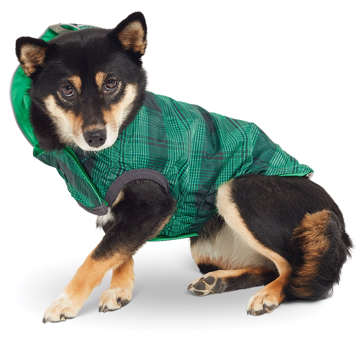 GF PET Dog Rain Coat Reversible Elastofit Waterproof Apparel for Small Medium Large Dogs Pets, Green, 2XL