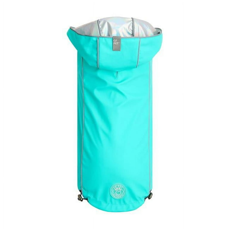 Reversible Raincoat - Neon Aqua with Iridescent Reversible Raincoat - Neon Aqua with Iridescent