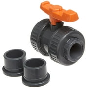 GF Piping Systems - 161375003 PVC True Union Ball Valve with Full Port, Two Piece, PTFE Seat, EPDM Seal, 3/4 Socket/NPT Threaded CA3