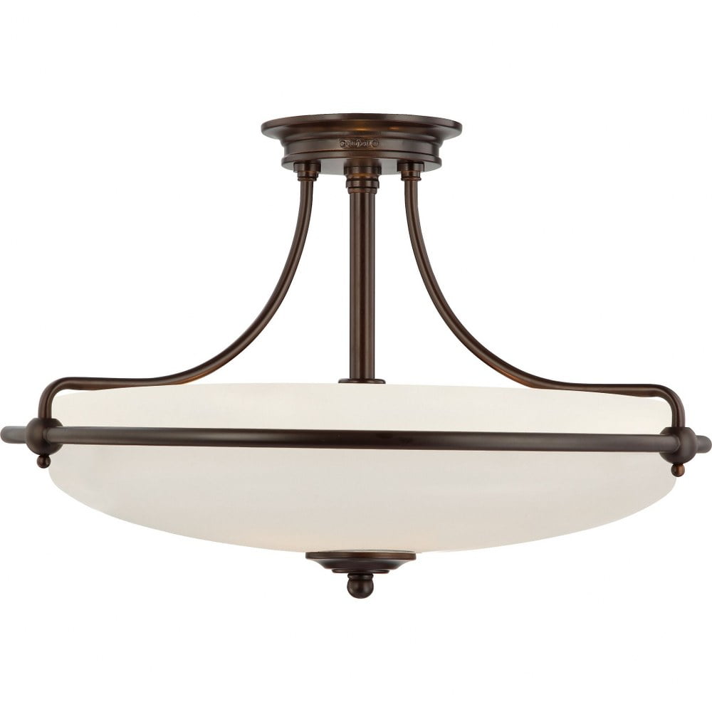 Elegant Palladian Bronze 21" Indoor/Outdoor Ceiling Light with Opal Glass