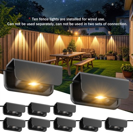 GFCAS-10 Pack Outdoor Deck Step Lights with Wire Warm White IP65 Protection