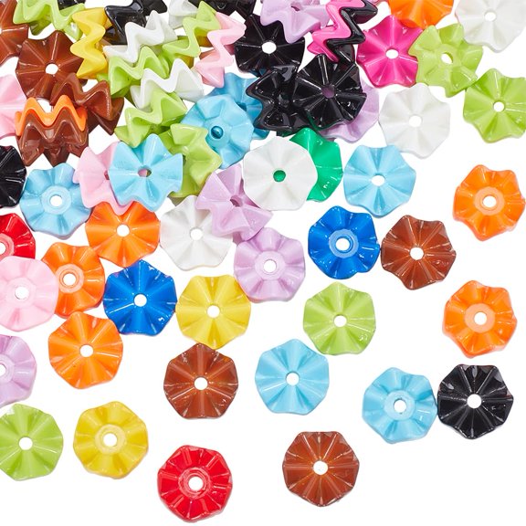 100Pcs Wave Beads Acrylic Snowflake Shaped Loose Spacer for Jewelry Making DIY Crafts