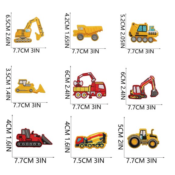 GFCAS-16 Pcs Construction Vehicle Embroidered Patches for Clothing, Bags, Hats, and Gifts