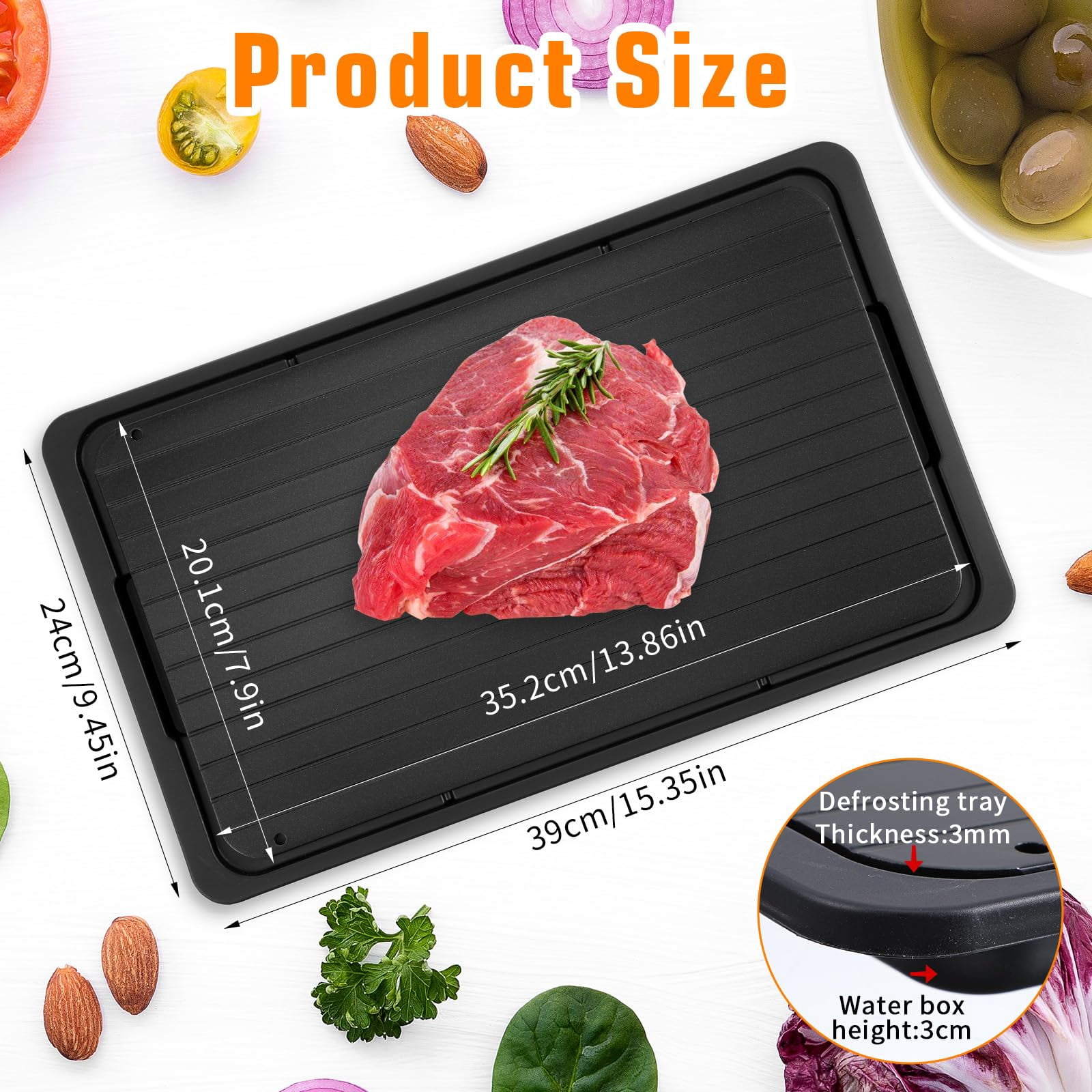 GFCAS-Aluminum Meat Defrosting Tray with Drip Pan and Silicone Scrubber ...
