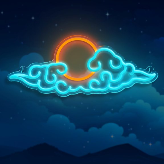 Dimmable LED Cloud Neon Sign for Room Decor USB Powered Ice Blue and Yellow 15.5x6.25 Inch