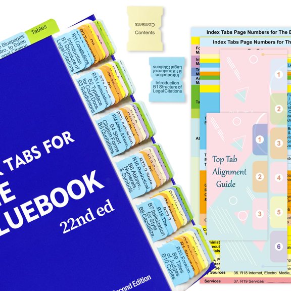 Index Book Tabs with Alignment Guide, Laminated Durable Tabs for Easy Navigation