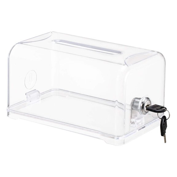 Transparent Lockable Collection Box for Tips Suggestions Business Cards