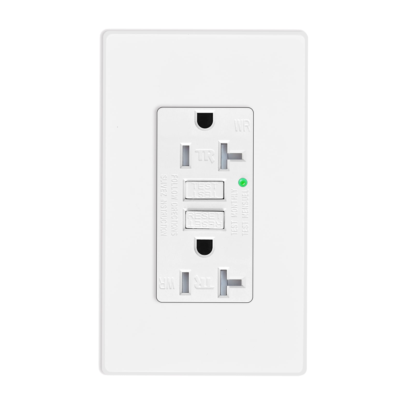 GFCI Duplex Outlet Receptacle, Weather Resistant 20-Amp/125-Volt, Self-Test Function with LED Indicator - ETL Listed,Wall Plate and Screws Included, White 50 Pack