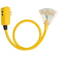 GFCI Extension Cord 3 Ft Lighted End Outdoor Right Angle Plug with 3