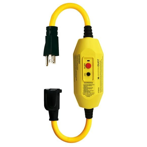 Electriduct GFCI In-Line 12 Gauge 15ft Black 1 Outlet Portable Extension Cord