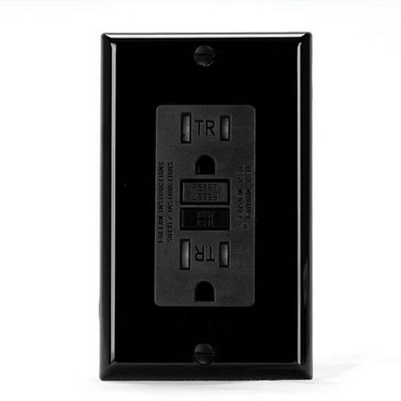 GFCI Outlet 15 Amp, Self-Test GFI Electrical Outlet, Tamper GFCI Receptacle with Wall Plate Black