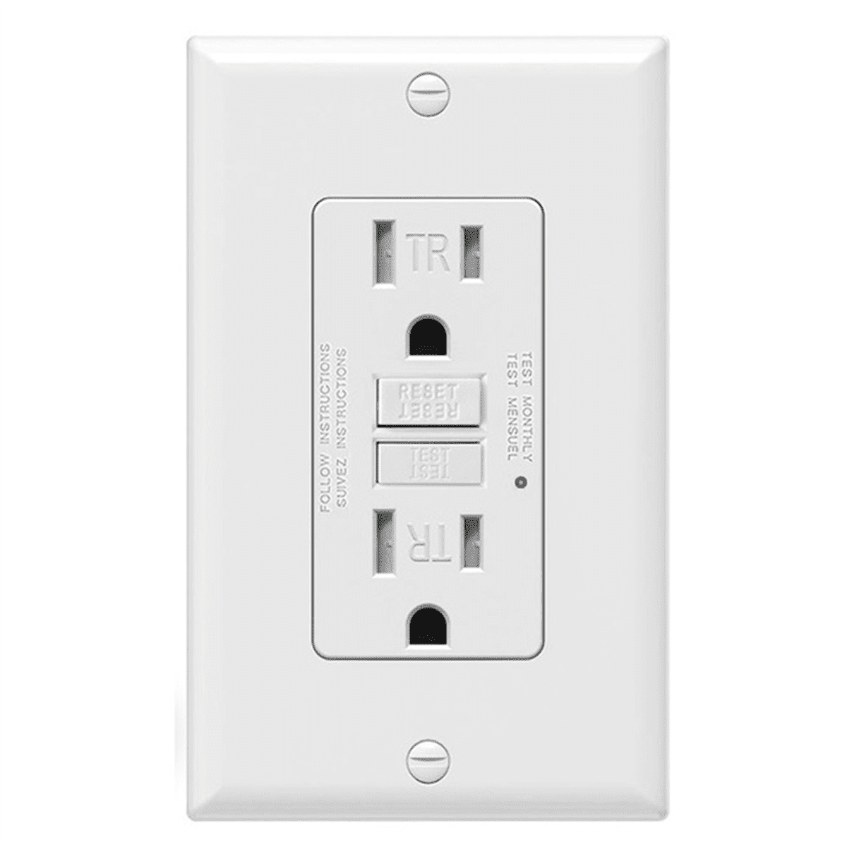 GFCI Outlet 15 Amp, SelfTest GFI Electrical Outlet, Tamper GFCI