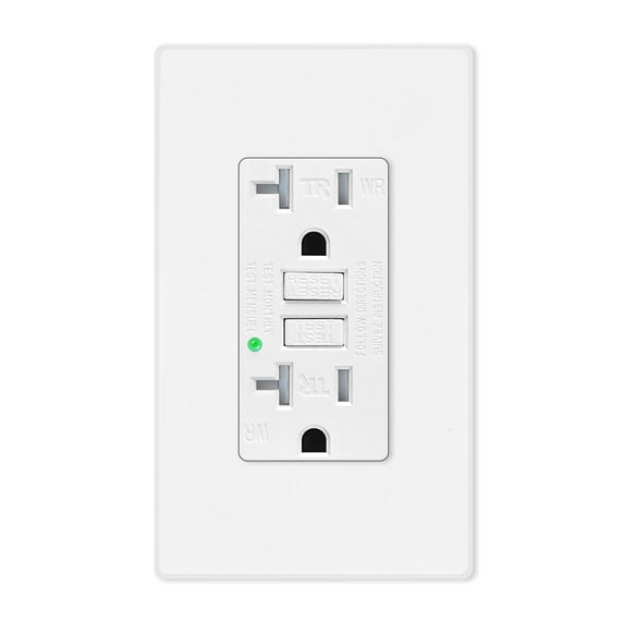 GFCI Outlet 20 Amp, ETL Listed, LED Indicator, Tamper-Resistant, Weather Resistant Receptacle Indoor or Outdoor Use with Decor Wall Plates and Screws White 20 Pack