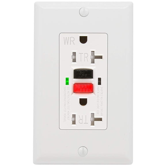 GFCI Outlet 20 Amp, UL Listed, Tamper-Resistant, Weather Resistant Receptacle Indoor or Outdoor Use, LED Indicator with Decor Wall Plates and Screws