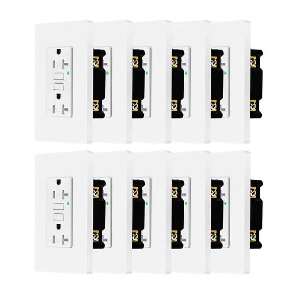GFCI Outlet Outdoor, Nineleaf 20 Amp Self-Test GFI Electrical Outlet, Weather & Tamper Resistant GFCI Receptacle, Ground Fault Receptacle w/Wall Plate, ETL Listed,White, 10 Pack
