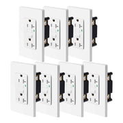 GFCI Outlet Outdoor, Nineleaf 20 Amp Self-Test GFI Electrical Outlet, Weather & Tamper Resistant GFCI Receptacle, Ground Fault Receptacle w/Wall Plate, ETL Listed,White, 7 Pack
