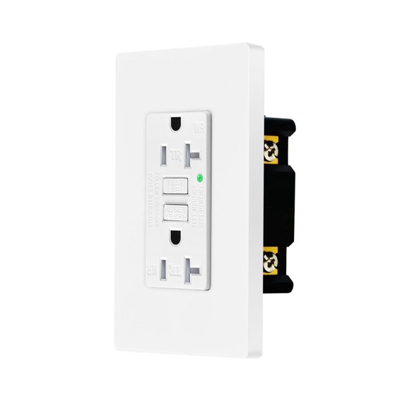 GFCI Outlet Outdoor, Nineleaf 20 Amp Self-Test GFI Electrical Outlet, Weather & Tamper Resistant GFCI Receptacle, Ground Fault Receptacle w/Wall Plate, ETL Listed,White, 20Pack