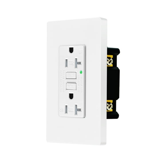 GFCI Outlet Outdoor, Nineleaf 20 Amp Self-Test GFI Electrical Outlet, Weather & Tamper Resistant GFCI Receptacle, Ground Fault Receptacle w/Wall Plate, ETL Listed,White, 1 Pack