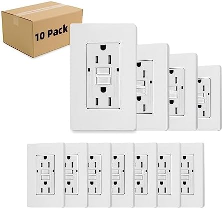 15A Tamper Resistant GFCI Outlet With White Plate – ETL Listed, Weather Resistant